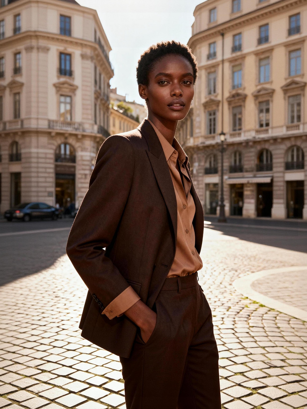 THAYER chocolate brown suit