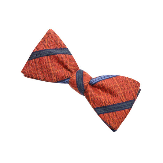 Coral Striped Bow Tie