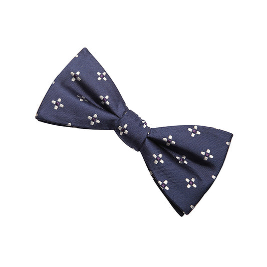 Navy Blue Floral Dot Bow Tie