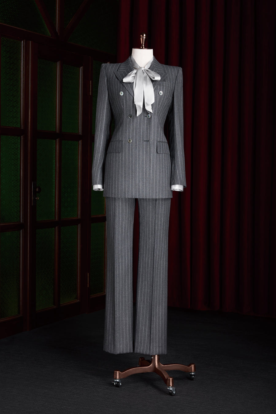 Jamie Custom Grey Pinstripe Suit by Self-Made Couture