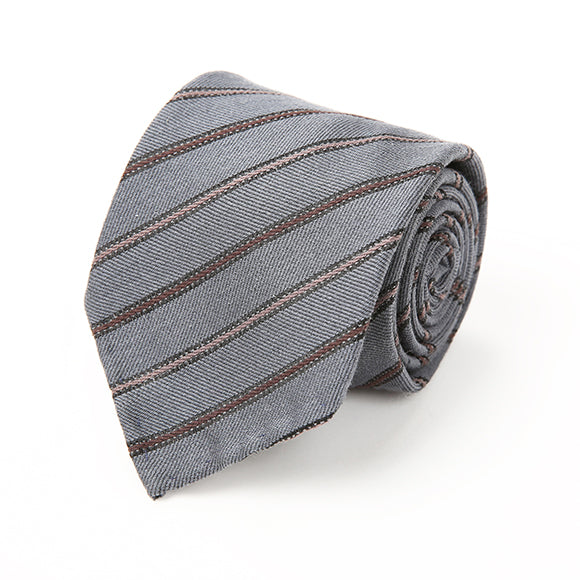 Grey Striped Classic Tie