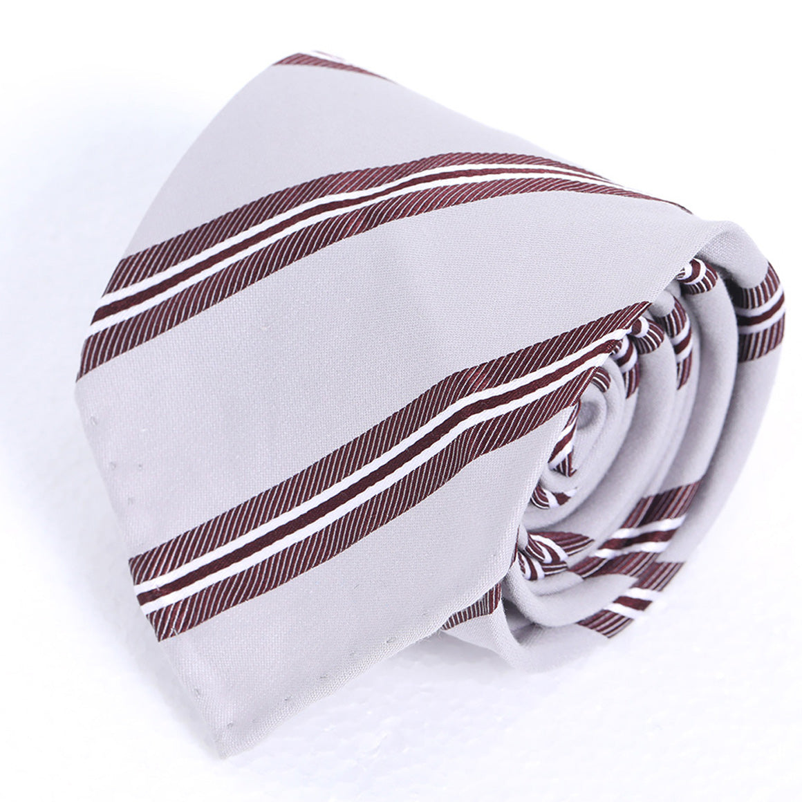 Beige and Burgundy Stripe Tie