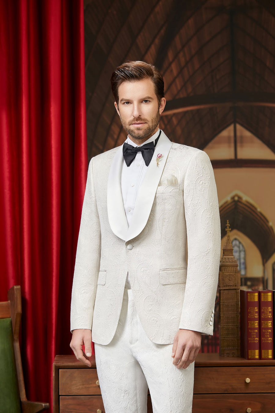 HOOK Custom Cream Tuxedo by Self-Made Couture