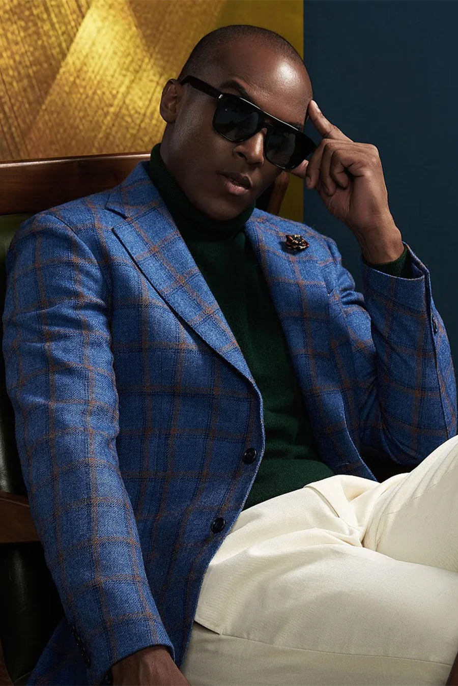 JOSEPH Custom Blue Plaid Suit by Self-Made Couture