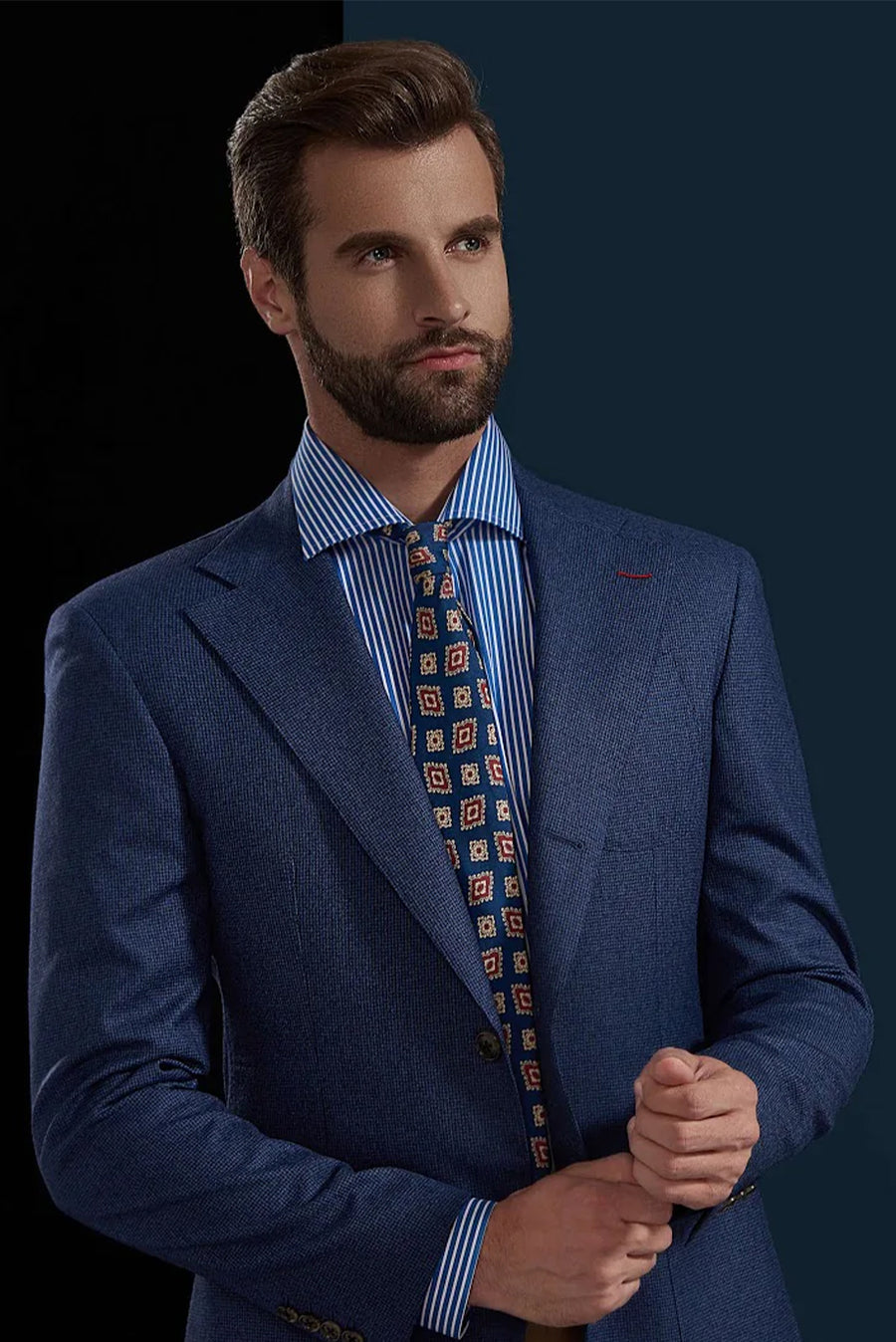 NILE Custom Blue Suit by Self-Made Couture
