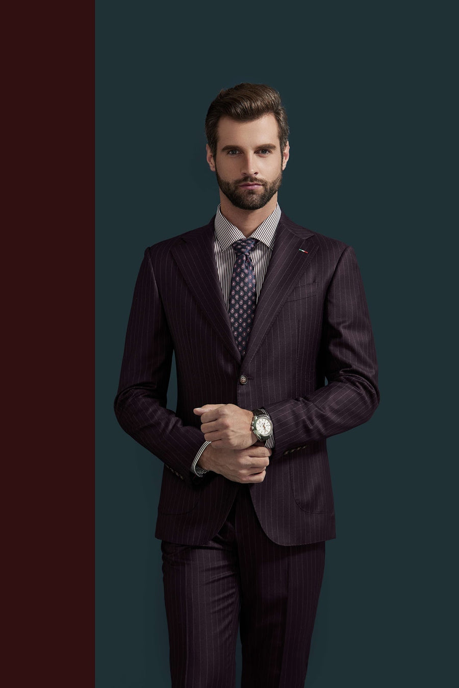 STANLEY Custom Black Pinstripe Suit by Self-Made Couture