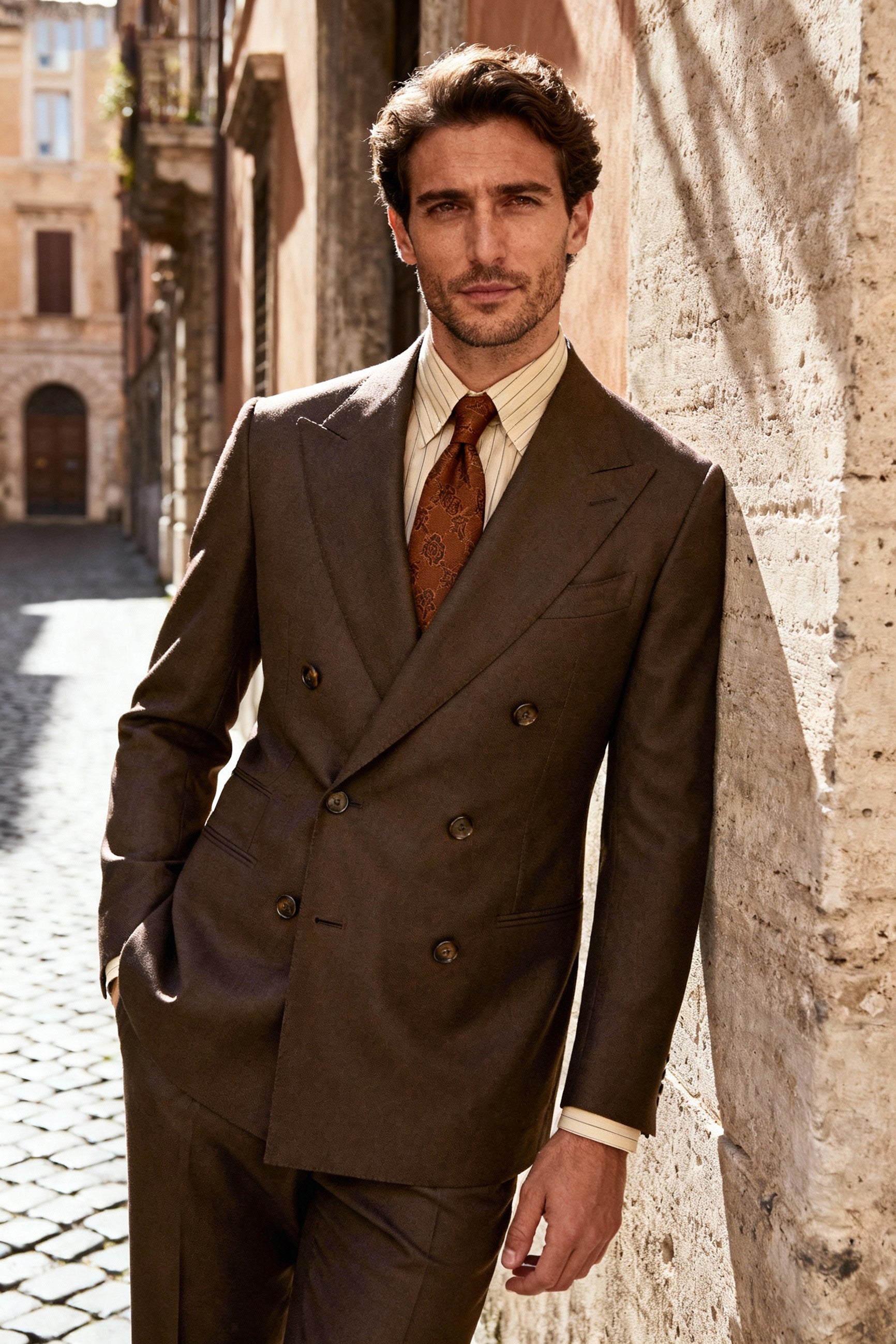 KINGSLEY dark brown double-breasted suit