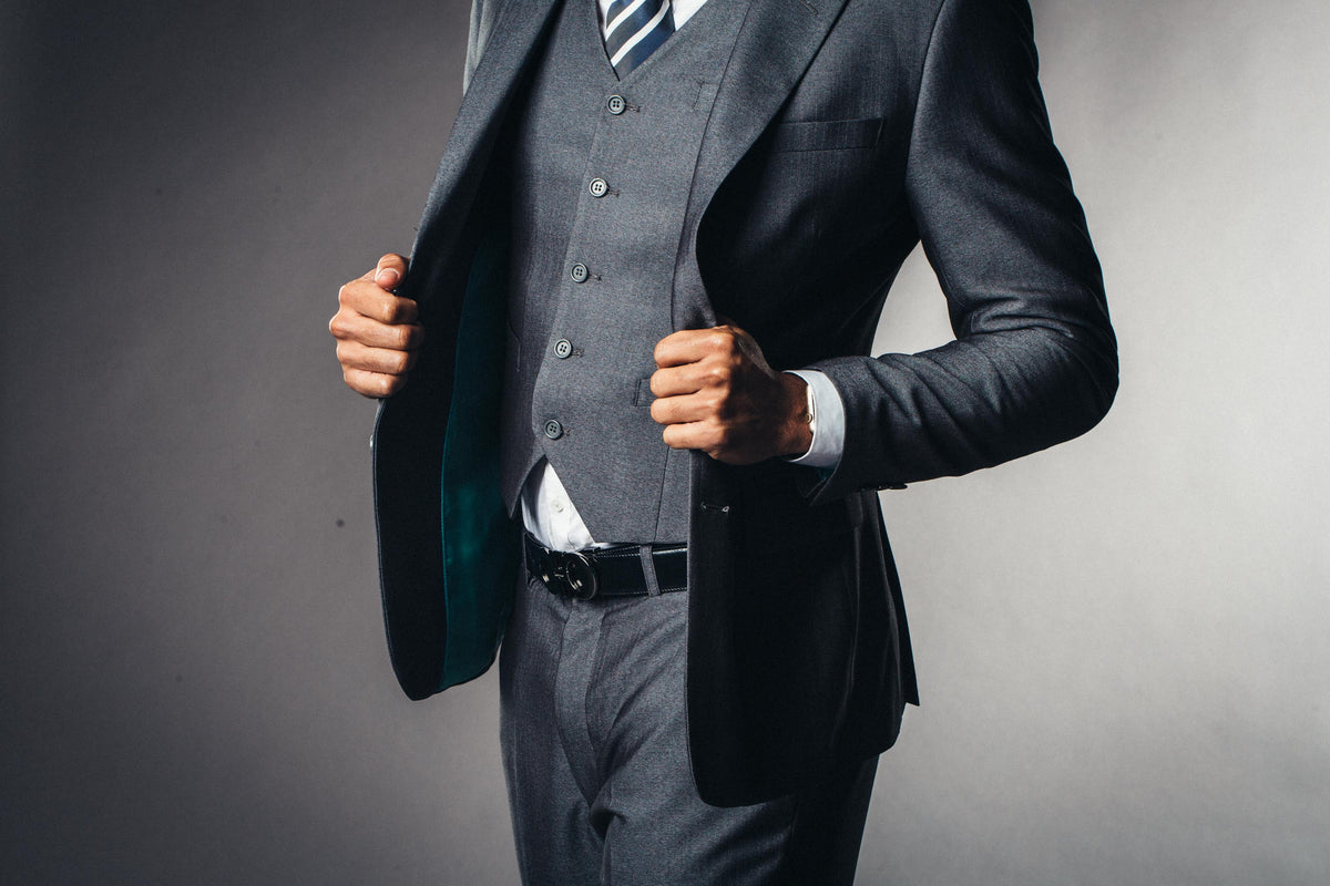 EVANS Custom Gray Wool Suit by Self-Made Couture