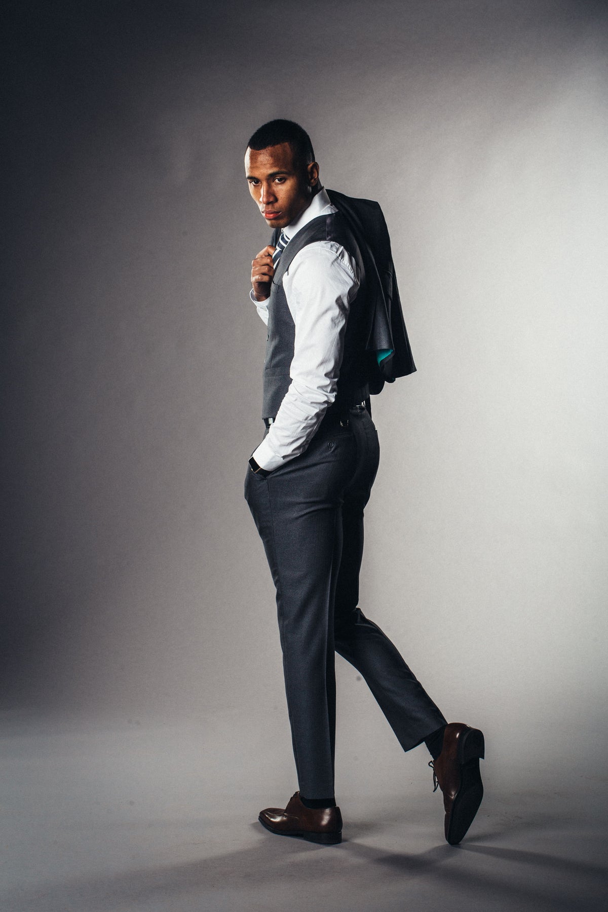 EVANS Custom Gray Wool Suit by Self-Made Couture