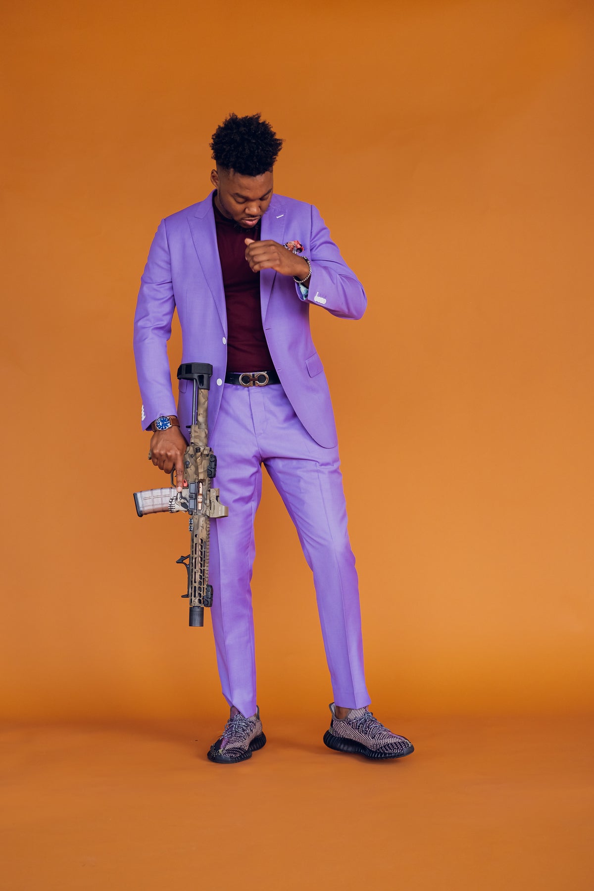 RAI Custom Lilac Suit by Self-Made Couture